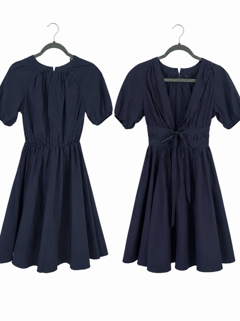 Navy Front Tie Dress